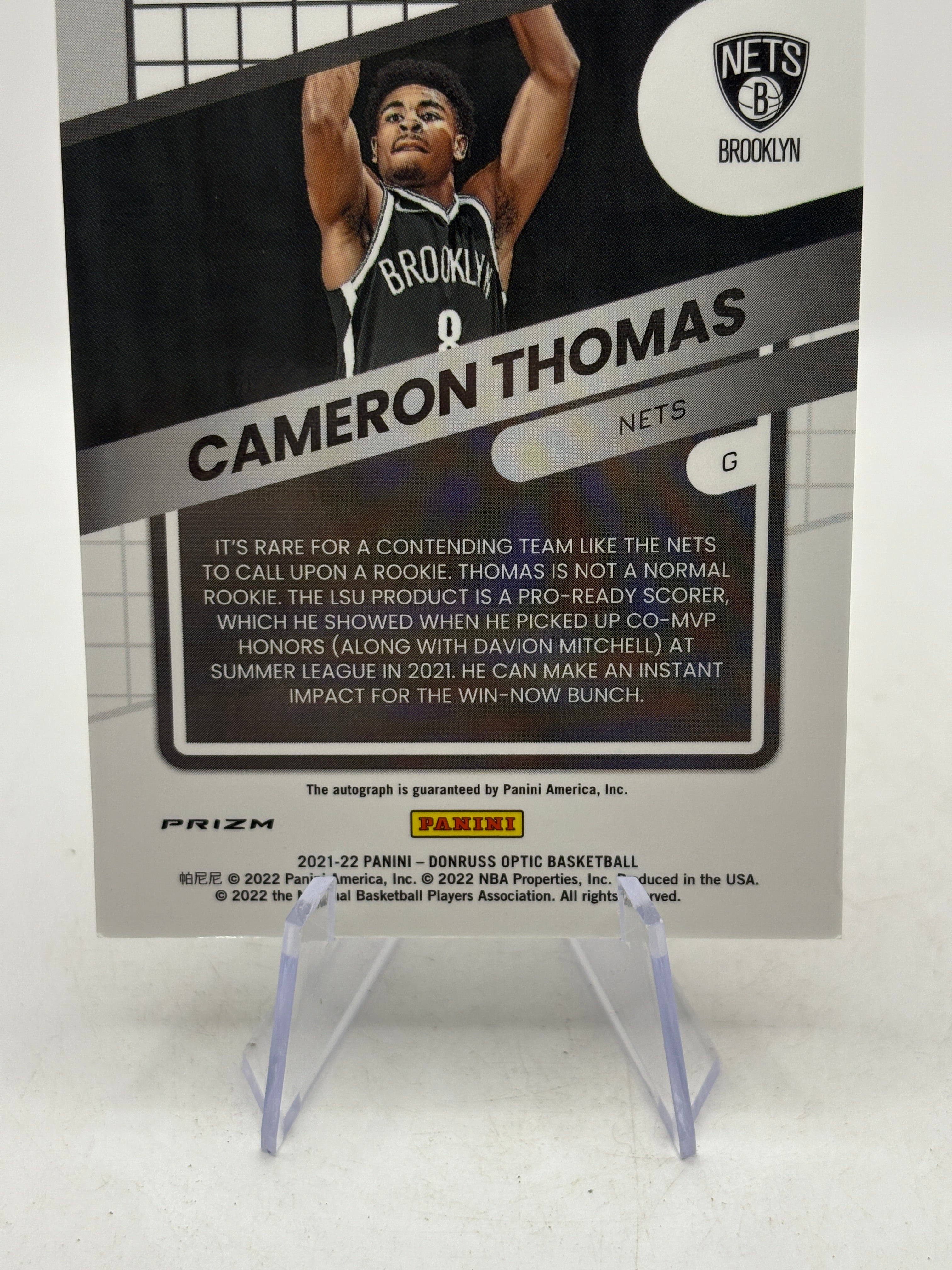 2021-22 Panini Donruss Optic Basketball OG-CTH Optigraphs Cameron Thomas Auto, photo 8